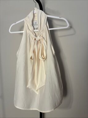 LaRoque Reagan Silk White sleeveless top with tie neck medium